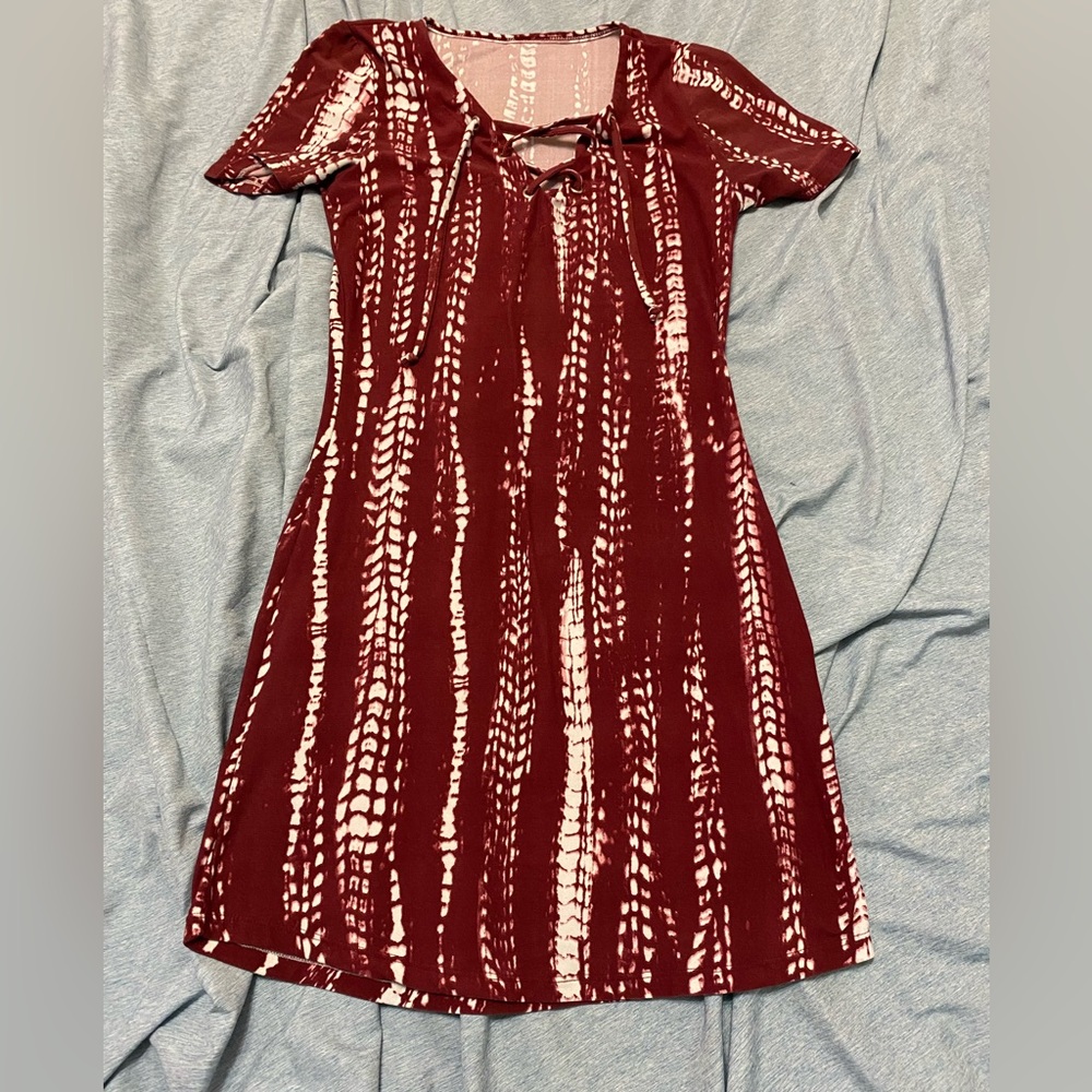 LOVE burgundy and white Small dress/top